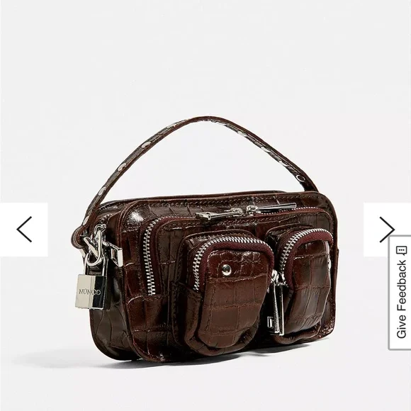 Brown Croc-Embossed Crossbody Bag - Picture 8 of 10